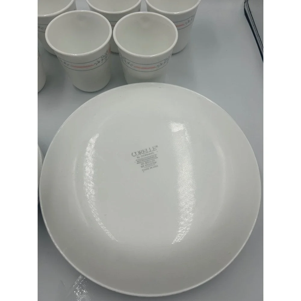 Corelle Apricot Grove Dinnerware Set 21pc Peach Floral Plates Bowls Mugs Vintage